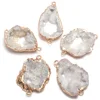 Natural Druzy Agates Pendant Connectors Irregular Gold Plated Double Hole Connectors for DIY Jewelry Making ► Photo 1/3