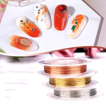

1 Roll Gold Silver Rose Gold Copper Wire Nail Art Decoration Charm Line Design 3D Tip Rhinestones Nails Art Handicrafts Ornament