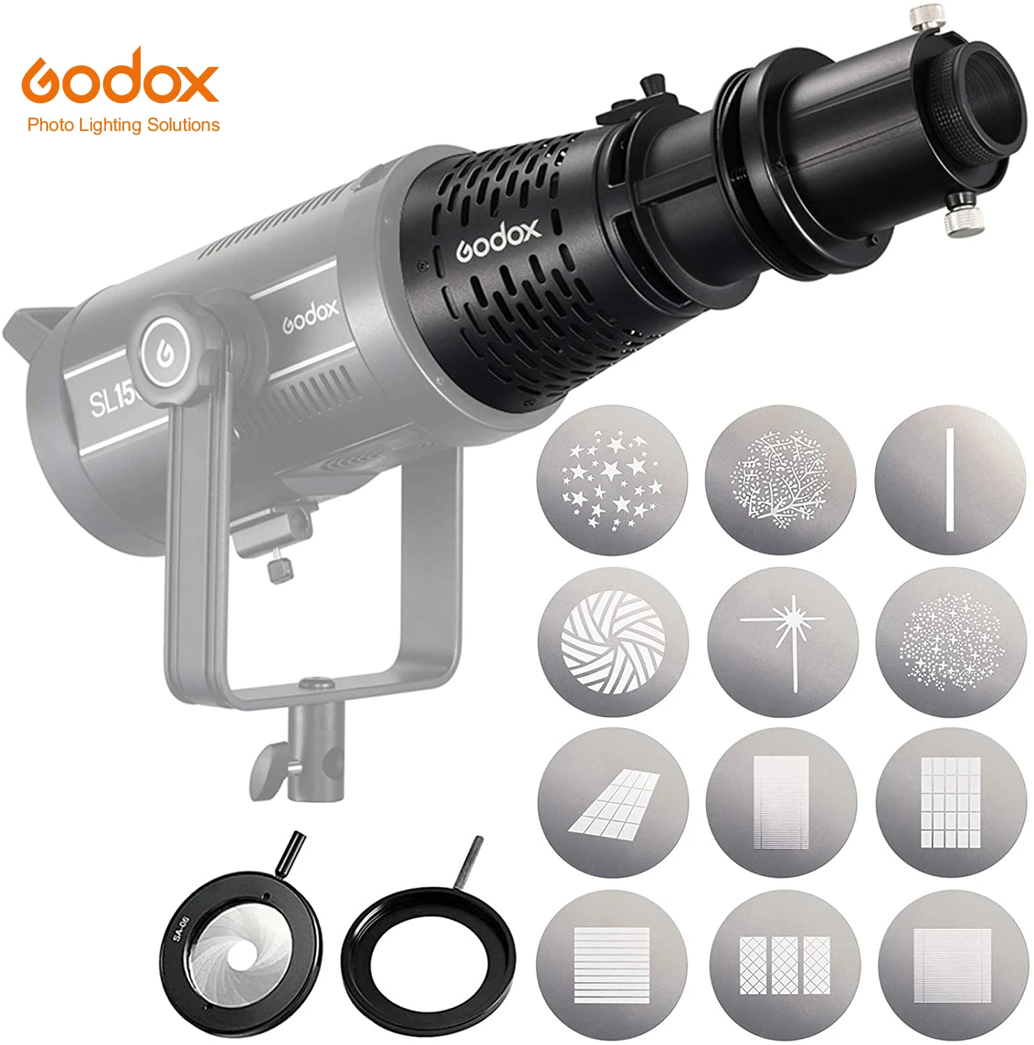 best lens for astrophotography Godox SA-17 Kit for Godox SA-P Projector Kit to Bowens Mount S30 VL150 VL200 VL300 SL150II SL200II LED Light mini photo studio lightbox Photo Studio Supplies