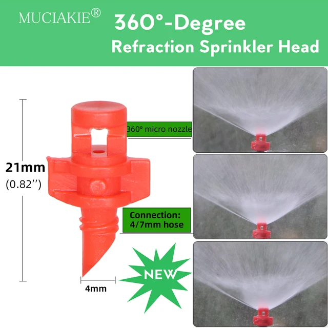 Muciakie 100Db 90 180 360 Fokos Refrakciós Fúvóka Sprinkler Fej Szál Csatlakozás Kert Öntöző Permetezőgép Üvegházhoz - Image 4