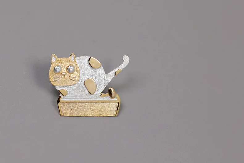 INATURE 925 пробы серебряные забавные броши-булавки в виде кошек для женщин модные ювелирные аксессуары