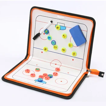 

PU Leather Ice Hockey Equipment Coaching Practical Tactical Board Training Ball Clipboard Colorful Zippered Portable Magnetic