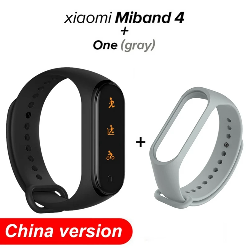 Xiaomi Mi Band 4 браслет для смарт-часов сердечного ритма фитнес 135 мАч цветной экран Bluetooth 5,0 Водонепроницаемый умный браслет - Цвет: Add Gray