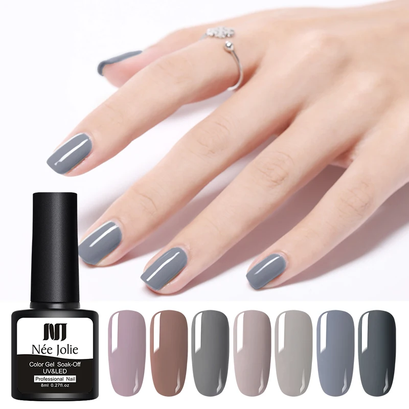 NEE JOLIE 8 мл серый Гель-лак для ногтей Полупостоянный гель uv Vernis светодиодный