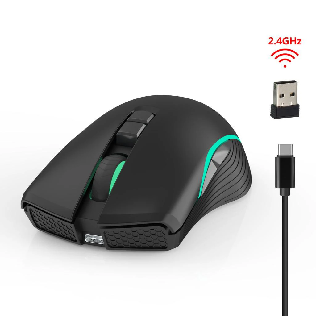 Rechargeable 2.4Ghz Wireless Led Light Gaming Mouse Optical Mice For Computer Laptop Desktop PC Mouse Mice with USB Receiver