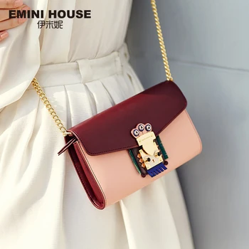 

EMINI HOUSE Indian Style Falp Padlock Bag Split Leather Women Messager Bags Chain Bag Mini Shoulder Crossbody Bags For Women