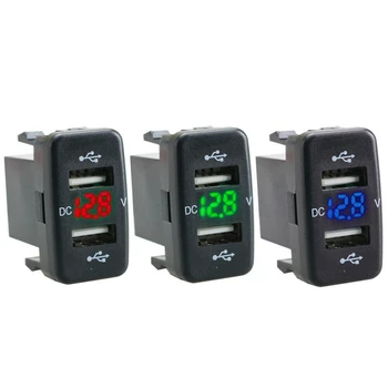 

Car Charger Socket Dual Usb Port Charging Volt Display Adapter Fit for Toyota