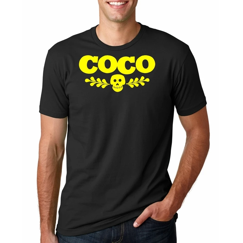 BLACKXX5048a2 Футболка с логотипом Coco из фильма футболка с гитарным черепом - Цвет: BLACKXX5048a2