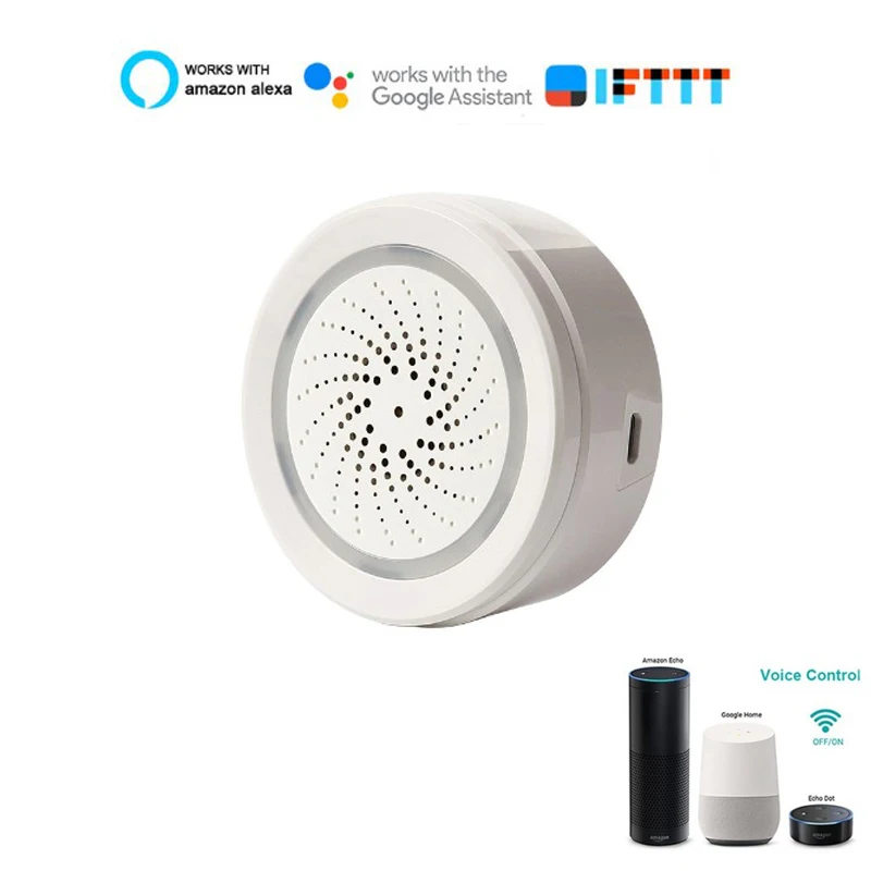 

Smart Home WiFi sound Siren Alarm Sensor USB Power Via iOS Android APP Notification Plug And Play No HUB Requirement