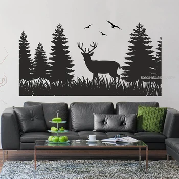 

Forest Scene Wall Decal Deer And Birds Big Trees Vinyl Wall Stickers Decor Kids Wall Stickers Baby Room Fine Decor Mural LL875