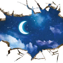 Вентилятор xi 3D разрыв стены Луна персонализированные и креативные прикроватные для спальни диван вход задний план украшения наклейки на стену SK9227