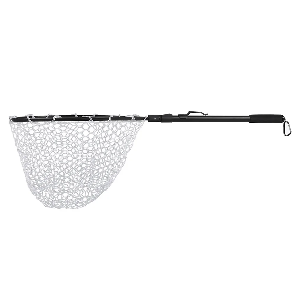 Folding Portable Mesh Bass Trout Black Fresh Water Practical Catching Aluminum Alloy Fly Fishing Net Non Slip Handle Durable