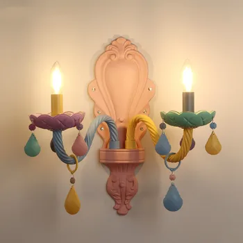 

Crystal aisle wall lamp color wrought iron children's room decoration wall lamp living room bedroom bedside lamp WF9211126