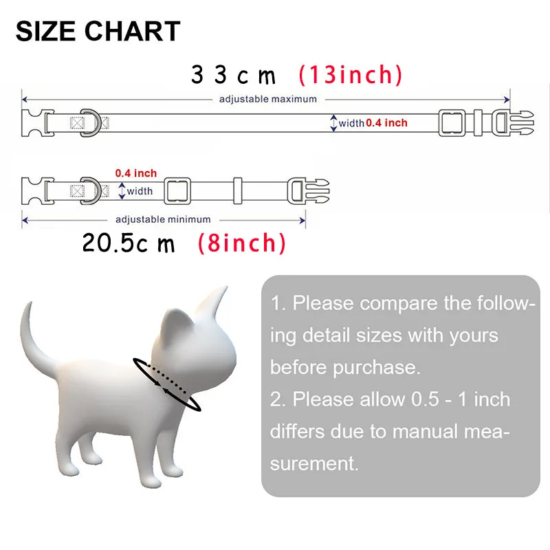 Cat Collar Custom Personalized ID Free Engraving Dog Collar Safety Breakaway Adjustable for Puppy Kittens Necklace 3