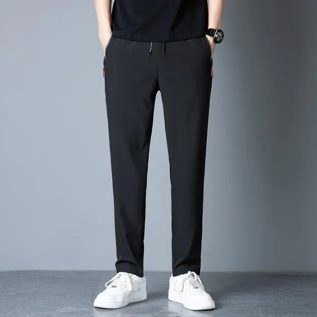 Black Lightweight Casual Trousers Men's 