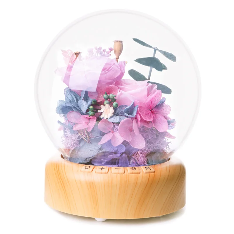 

Party Wedding Valentine Gift Bluetooth Player Rose In Glass Dome Beauty Rose Forever Rose Preserved Rose Special Romantic Gift