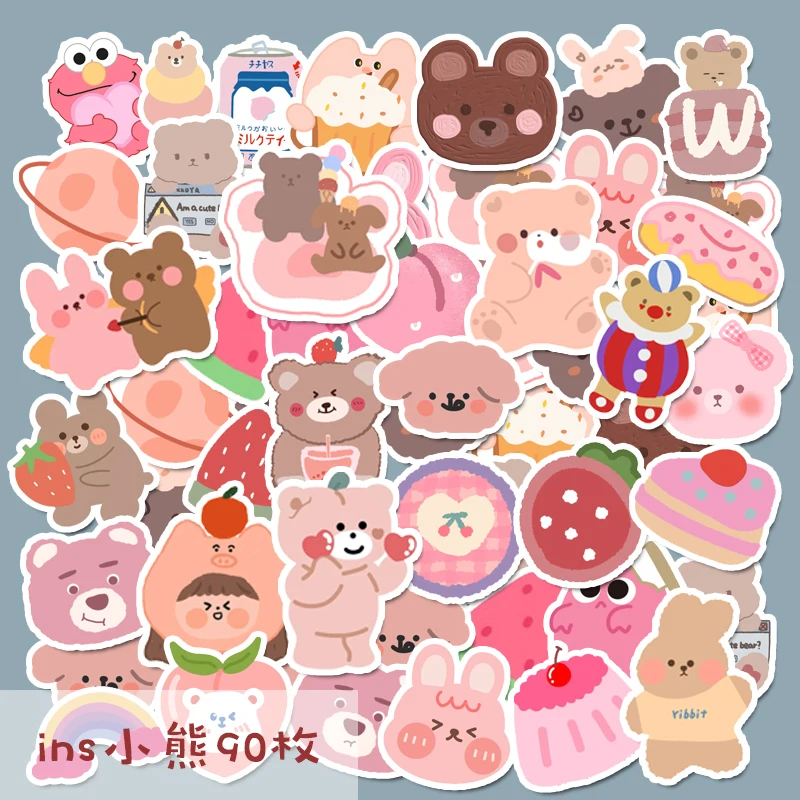 90 pcs cartoon kawaii bear stickers korean cute style stickers decoration journal scrapbooking paper creative stationary kawaii stationery sticker aliexpress