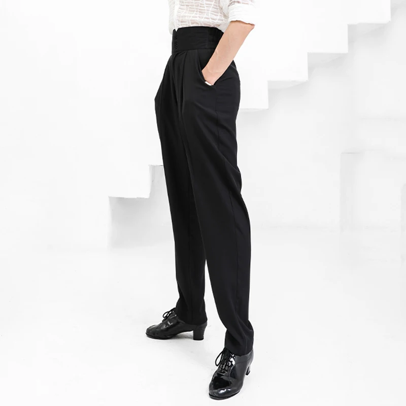 Male Latin Dancing Trousers Latin Dance Costume High Elastic Waist Ballroom Dance Competition Pants Practice Wear dance pants