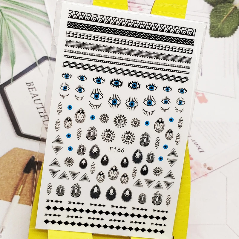 3D Stickers for Nails Stripe Eye Line Arrow Designs Nail Art Decorations Foil Decals Wraps Manicure Accessories Decoraciones | Красота и