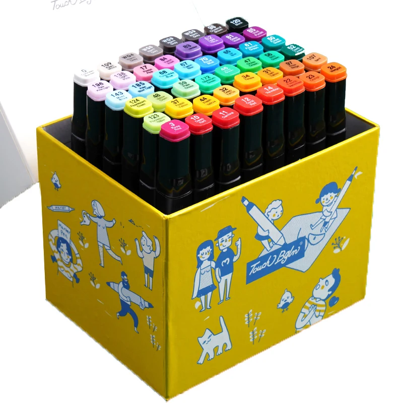 

Bgln marker pen student beginner 36/48 color set markers brush pen double head oily authentic storage box art supplies
