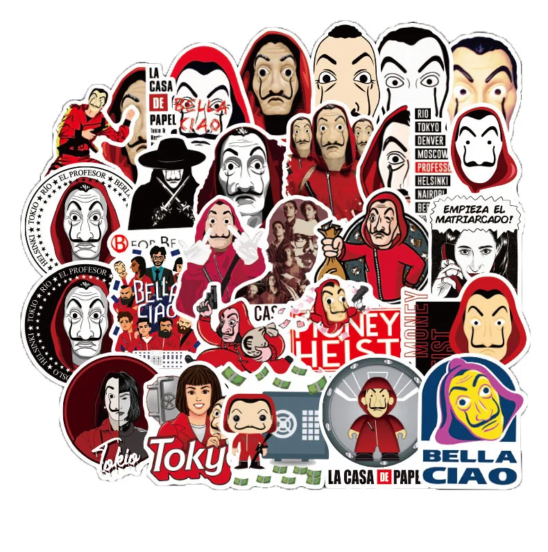 

50PCS TV Show Money Heist La Casa De Papel Sticker For DIY Luggage Laptop Skateboard Motorcycle Bicycle Decal Stickers F4