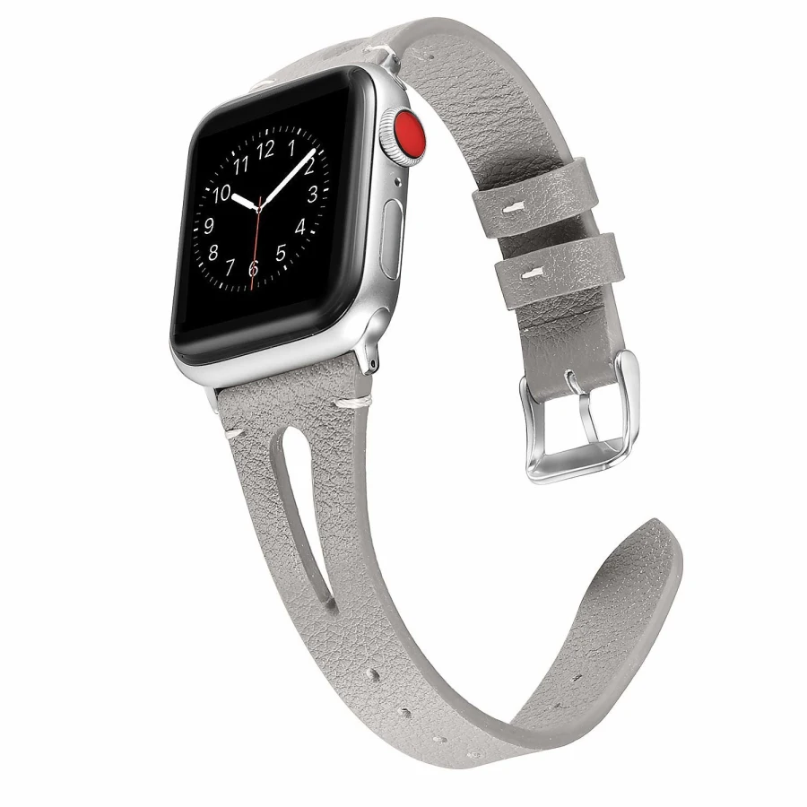 Кожаный ремешок с цветочным принтом для Apple Watch Series 4 3 2 1 браслет ремешок для iWatch 4 38 мм 42 мм 40 мм 44 мм наручный ремень - Цвет ремешка: grey