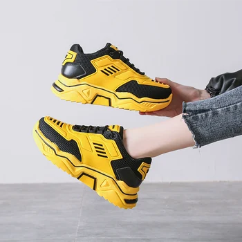 

2020 Women Chunky Sneakers Designers Yellow Casual Shoes Ulzzang Fashion Basket Female Trainers Woman Platform Sneaker Size 42
