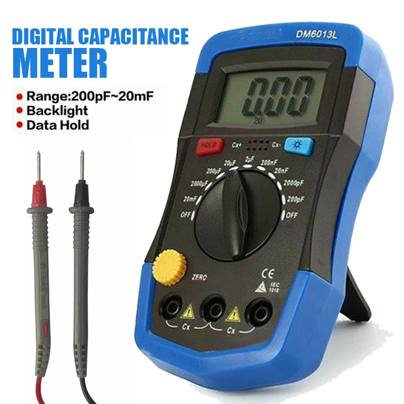 1Pc Durable Handheld LCD Digital Meter mF uF Circuit Gauge Capacitance Capacitor Tester Measurement Analysis Instruments