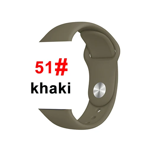 51 Khaki Ремешок для Apple Watch 38 мм 42 мм iWatch 4 3 2 1 ремешок 44 мм 40 мм спортивный силиконовый ремень браслет для Apple Watch 5 Аксессуары - Цвет ремешка: 51 Khaki