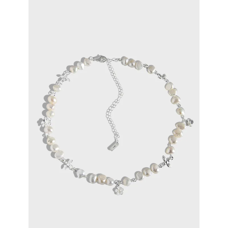 

Ожерелье из серебра 925 пробы с пресноводным жемчугом барокко, пчела, цветочная подвеска, подарок C-XL208