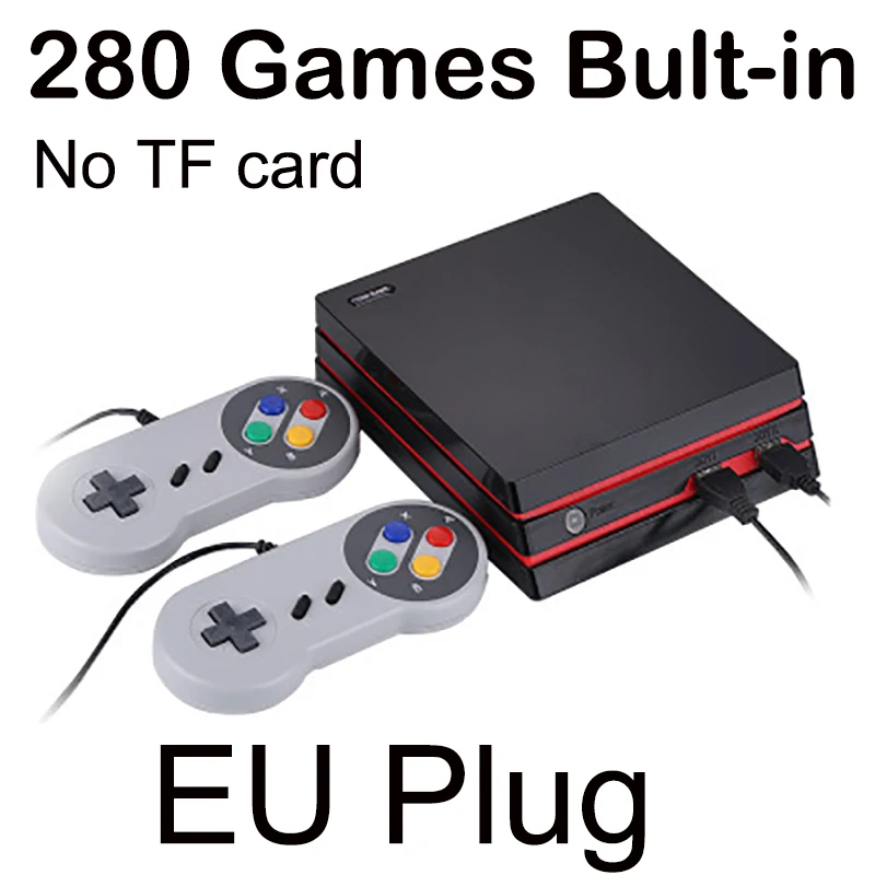Coolbaby HDMI видео игровая консоль с двумя проводными контроллерами 280/1000 классические игры для GBA/NES family tv Ретро игровая консоль - Цвет: EU Plug No TF Card