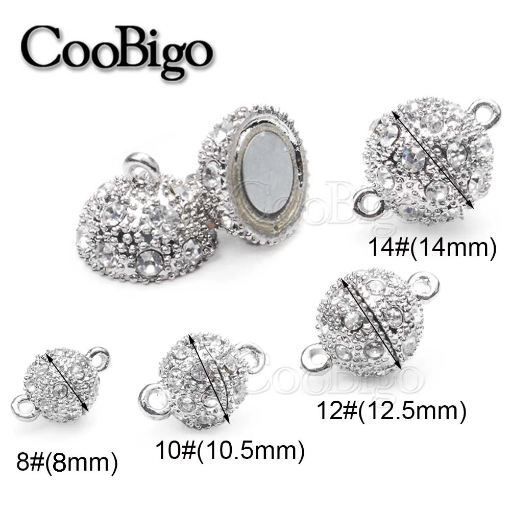 Magnetic Clasp Metal Magnet Snap for Jewelry Making Necklace Bracelet DIY Gift Accessory Silver Round Ball Rhinestone 100 Sets | Дом и сад