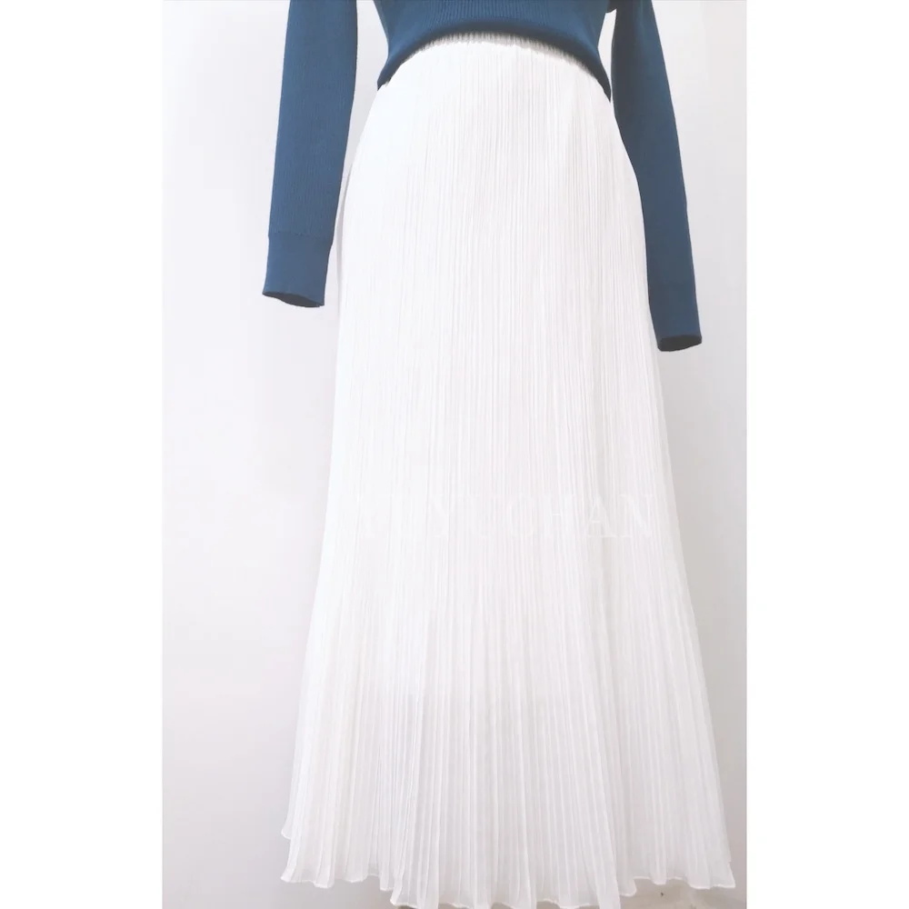 Yellow Pleated Midi Skirt Chiffon High Waist for Women 2021 Spring Summer Vintage Pink Blue A-Line Party Sexy Beachwear YUYUCHAN brown skirt