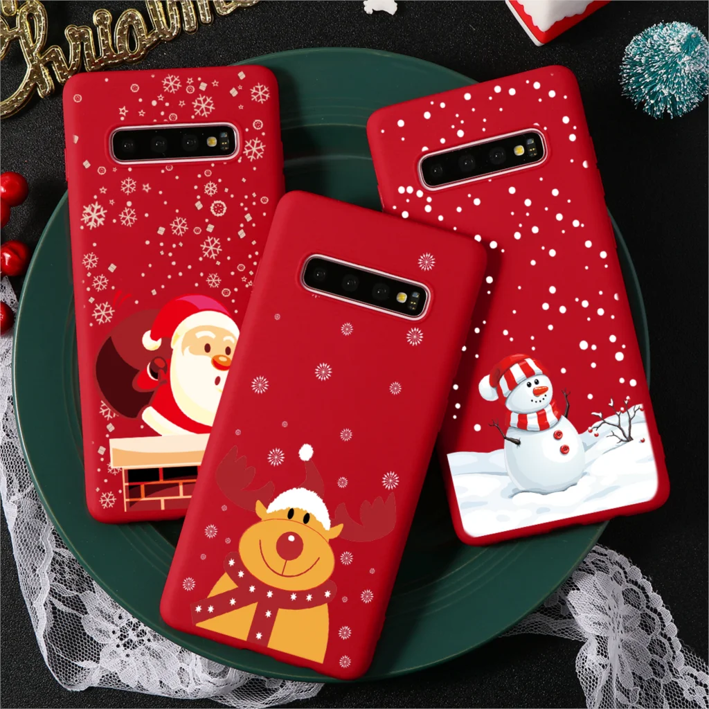 Силиконовый чехол с рождественским оленем для Samsung A30 A50 A70 S7 Edge S8 S9 S10 Plus J4 J6 Note 8 9 A7 A9