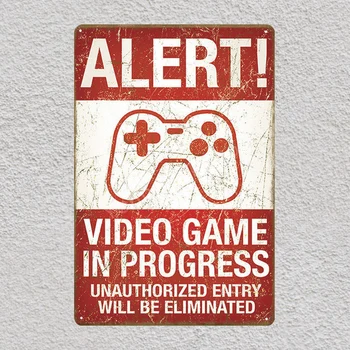 

1 pc Video gaming in progress console no trespassing Tin Plate Sign wall Room man cave Decoration Art Dropshipping Poster metal