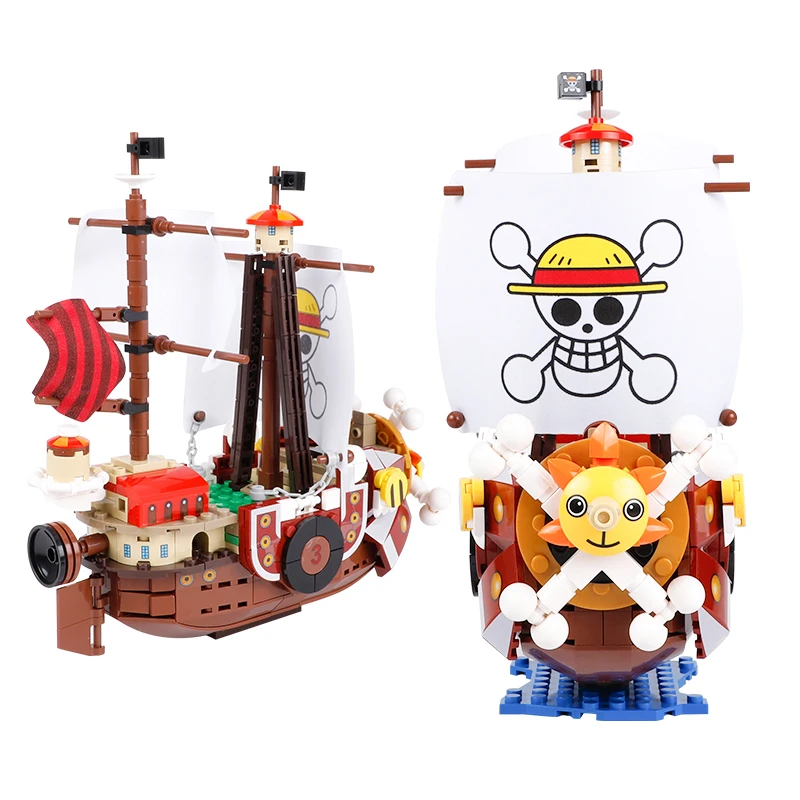 432pcs One Piece Luffy Nami Zoro Sunny Pirate Ship for Lego Ninjago Minifigure.