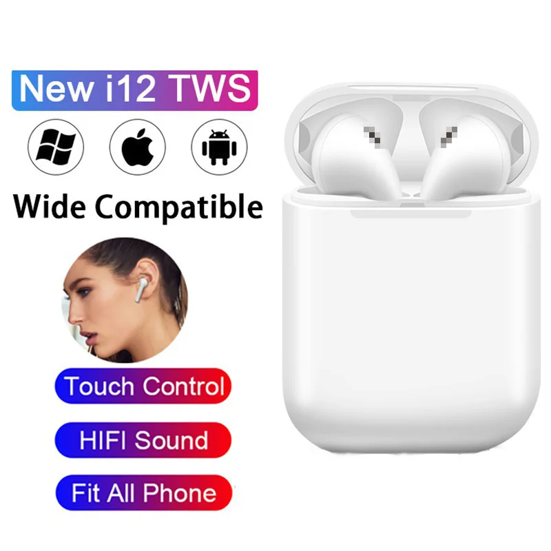 

I12 Pro Earbuds TWS Wireless Cute Earphones Bluetooth 5 Waterproof for IOS Airpods Android PK I500 I9000 2020 New Mini Earphone