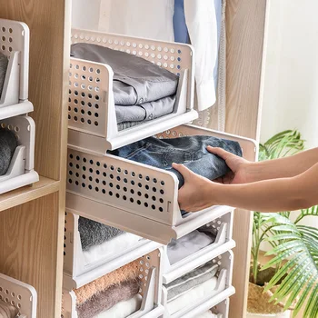 

Multifunction Foldable Stackable Drawer Type Storage Basket for Bedroom Space saver Kitchen Wardrobe Closet Toys Quilt Organize