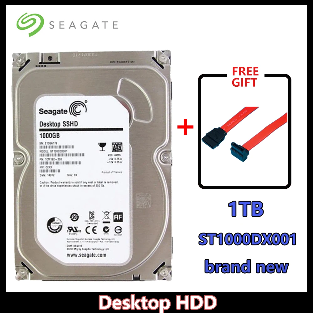 

Seagate 1TB Desktop SSHD(Solid State Hybrid Drive) SATA 6Gb/s 64MB Cache 3.5-Inch Internal Bare Drive (ST1000DX001)