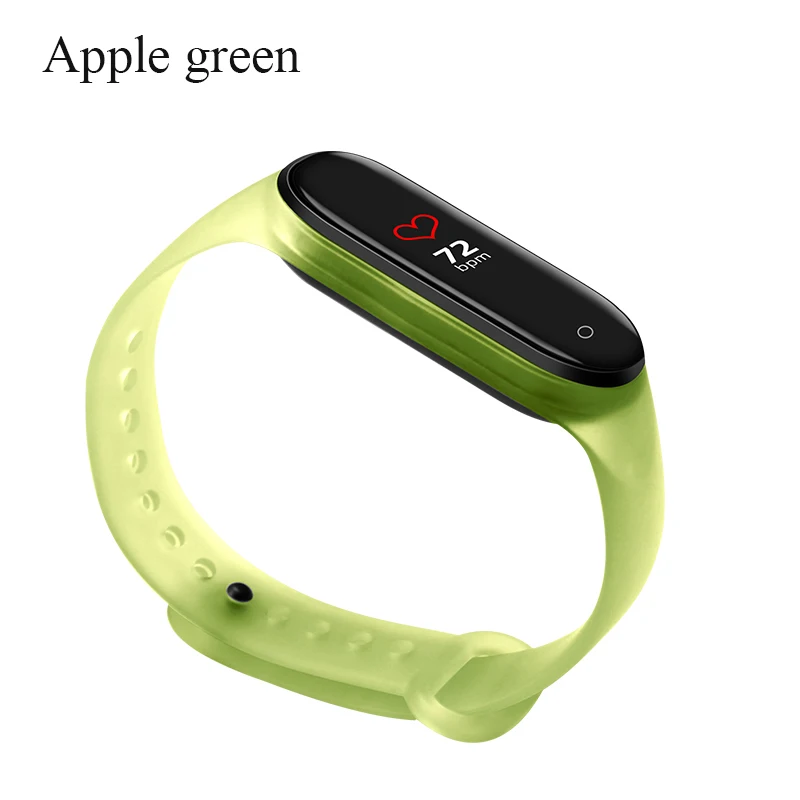 Apple green BOORUI прозрачный mi band 4 ремешок силиконовый сменный браслет наручных часов mi band 3 ремешок для Xiaomi mi Band 4 NFC аксессуары - Цвет: Apple green