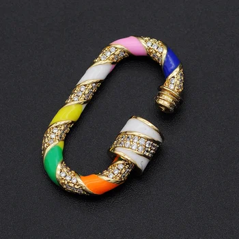 

2pcs/lot CZ Enamel Oval Trendy Jewelry Spiral Clasp Hanging Chain Hook Carabiner DIY Necklace Bracelet Hand Made Connector
