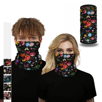 

Flower Print Bandana 3D Outdoor Hiking Scarf Skull Neck Gaiters Bandanas Sports Mouth Protection Scarves Dust-Proof Tube Scarf