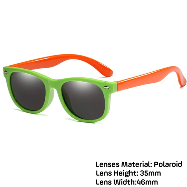 LongKeeper Kids Polarized Sunglasses TR90 Boys Girls Sun Glasses Silicone Safety Glasses Gift For Children Baby UV400 Eyewear green orange