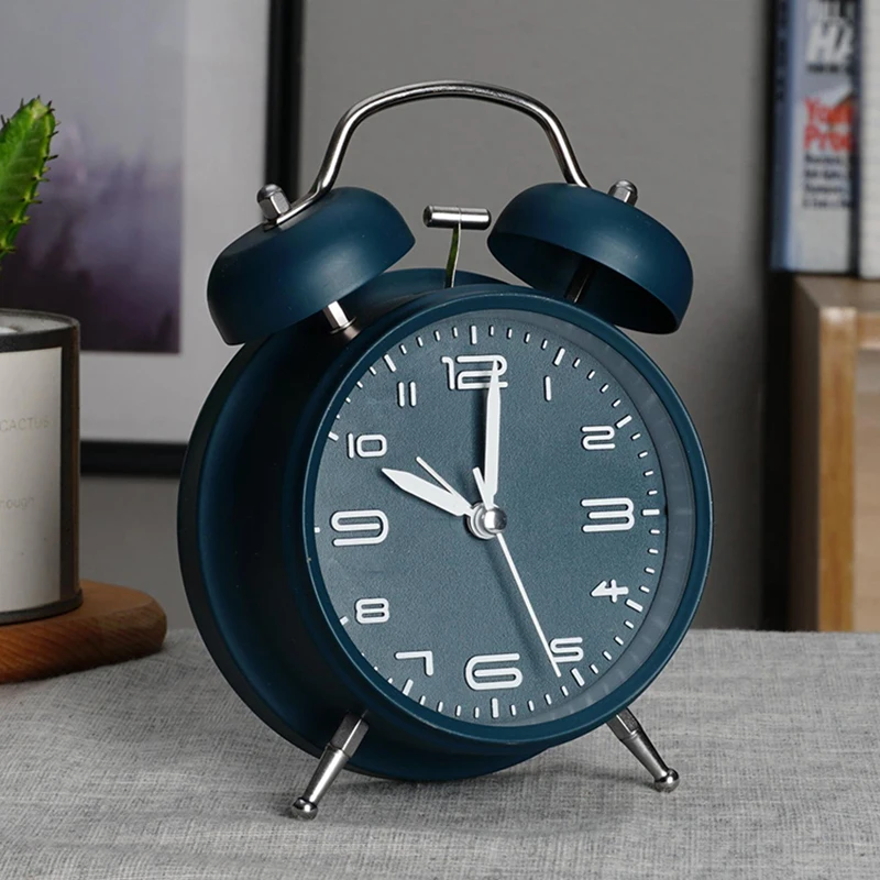 Alarm Clock Bedside Child Personality Clock Metal Creative Luminous Sitting Clock Leisure Clock