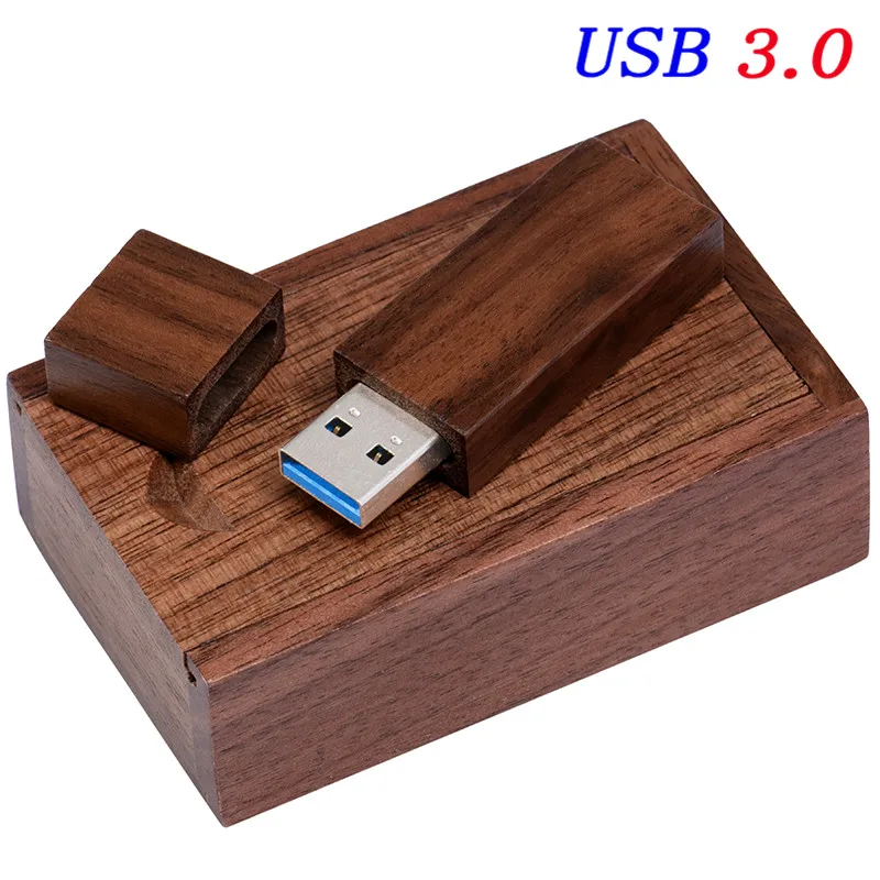 JASTER USB 3,0 деревянная карта памяти+ коробка usb флэш-накопитель 4 ГБ 16 ГБ 32 ГБ 64 Гб Флешка U диск(более 10 шт. бесплатный логотип - Цвет: Walnut with box