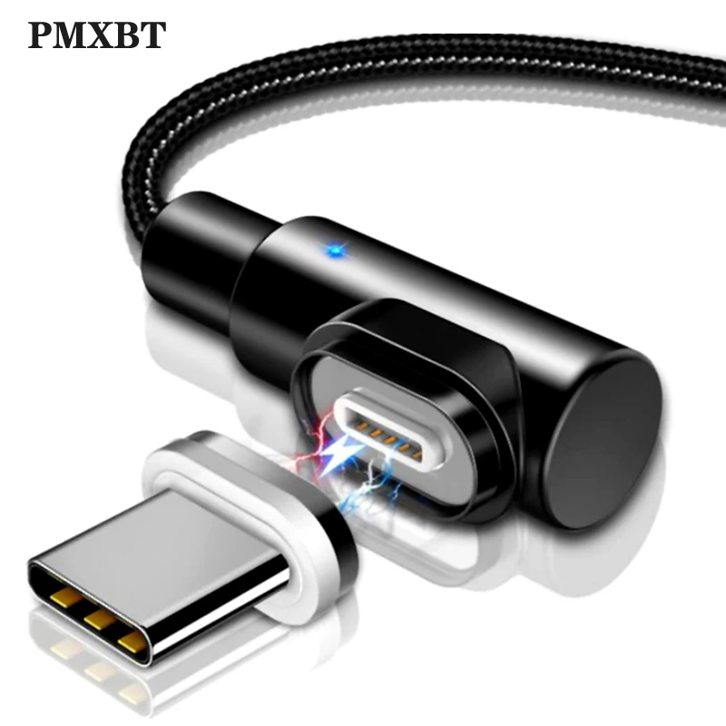 

Magnetic USB Type C Cable 90 Degree 3A Fast Charging Charger Data Cord For Samsung S9 Huawei Xiaomi USBC Magnet Charge Led Light