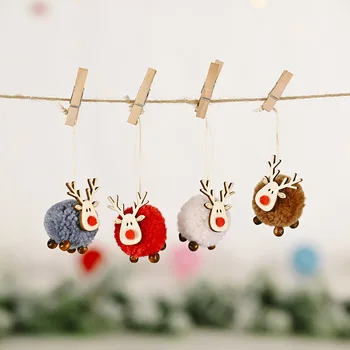 

2Pcs Cute Furry Elk Dolls Christmas Tree Doll Hanging Ornaments Creative Christmas Tree Decor New Year Christmas Decoration