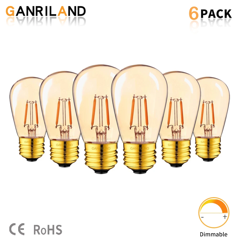 Ganriland E27 Led Filament Bulb Gold Tint ST45 Edison Pearl Lamp 1W 2200K LED lamp Decorative Pendant Dimmable Light Ampoule led