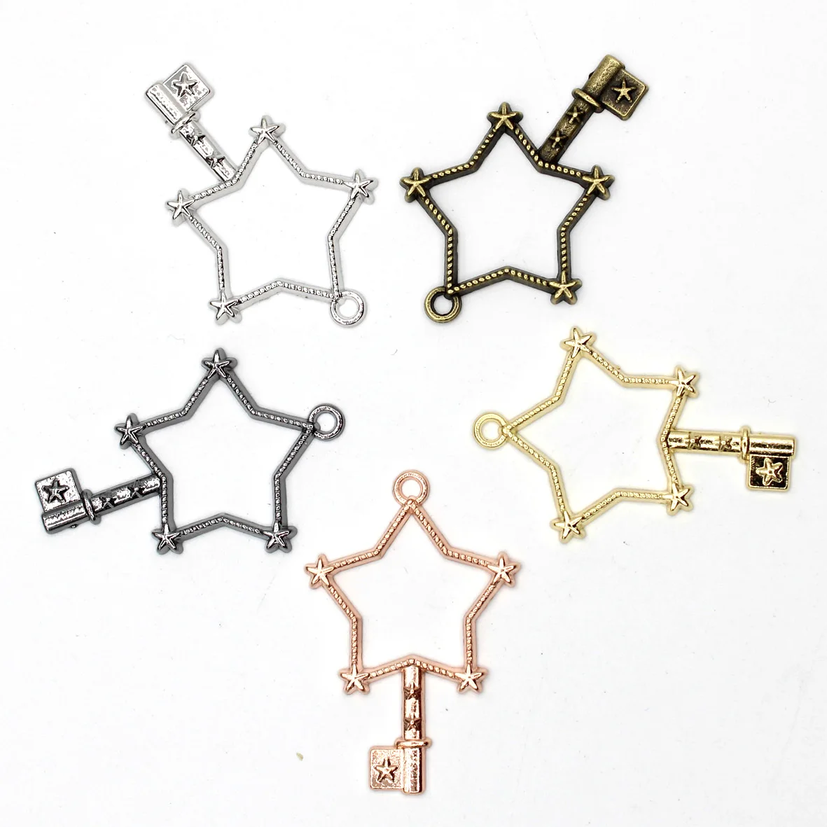 

Metal Hollow Embossing Frame Resin Jewelry Making Frame Necklace Earring Pendant Mould 10pcs/lots Five-pointed Star Key 5 Color