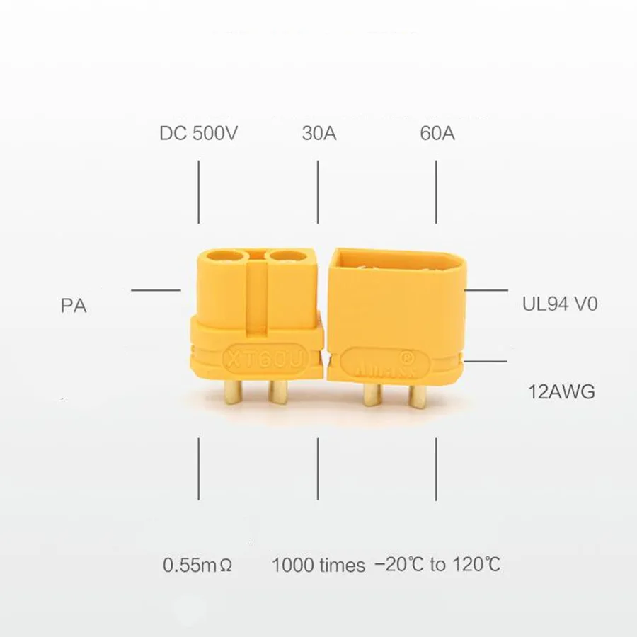 Amass XT60U Male Female Connectors for Lipo Battery